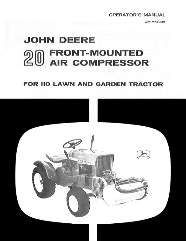 John Deere 20 Air Compressor (-002700) Operator’s Manual (OMM41236) Workshop Guide