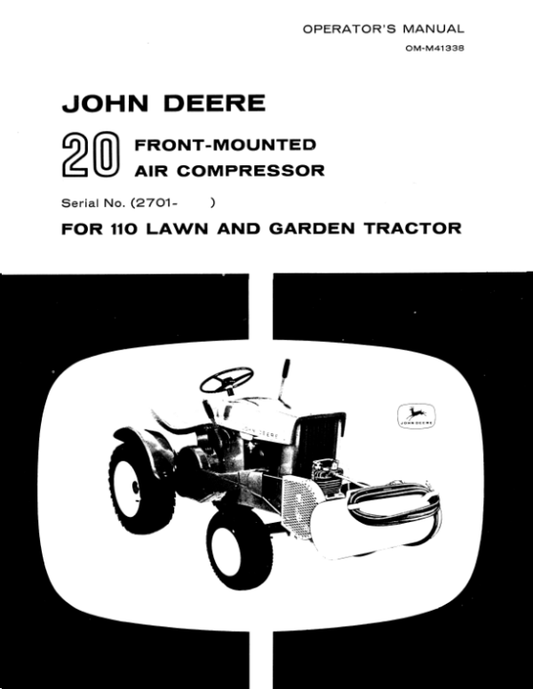 John Deere 20 Air Compressor Operator’s Manual (OMM41338) Workshop Guide