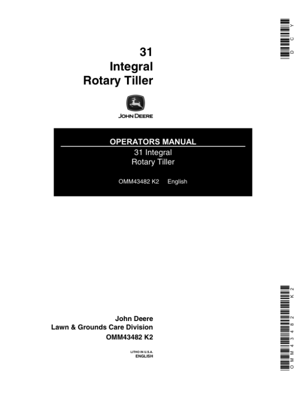 John Deere 31 Integral Rotary Tiller Operator’s Manual (OMM43482) Workshop Guide