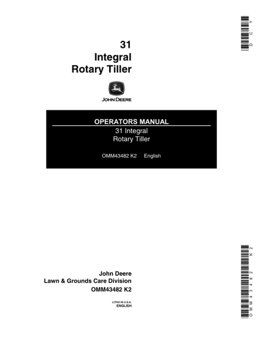 John Deere 31 Integral Rotary Tiller Operator’s Manual (OMM43482) Workshop Guide