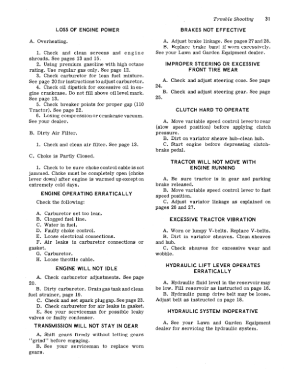 John Deere 110 & 112 Lawn & Garden Tractors Operator’s Manual (OMM44260) Workshop Guide