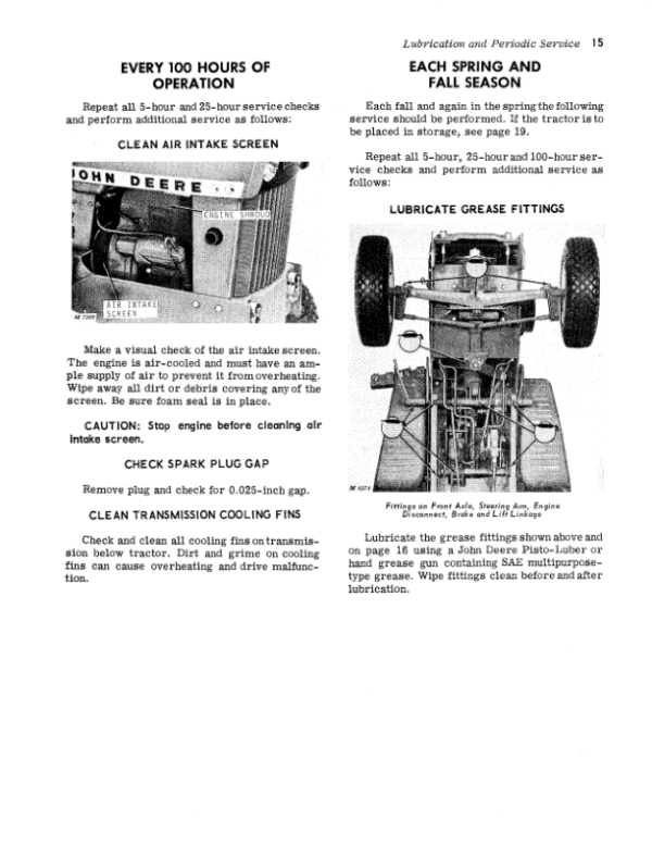 John Deere 140 Hydrostatic Tractor Operator’s Manual (OMM44448) Workshop Guide