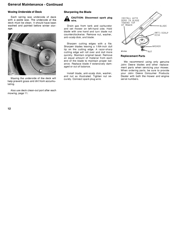 John Deere 19, 21-Inch Rotary Mower (-150000) Operator’s Manual (OMM44455) Workshop Guide