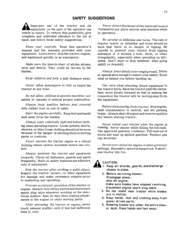 John Deere 110 & 112 Lawn & Garden Tractor Operator’s Manual (OMM45039) Workshop Guide
