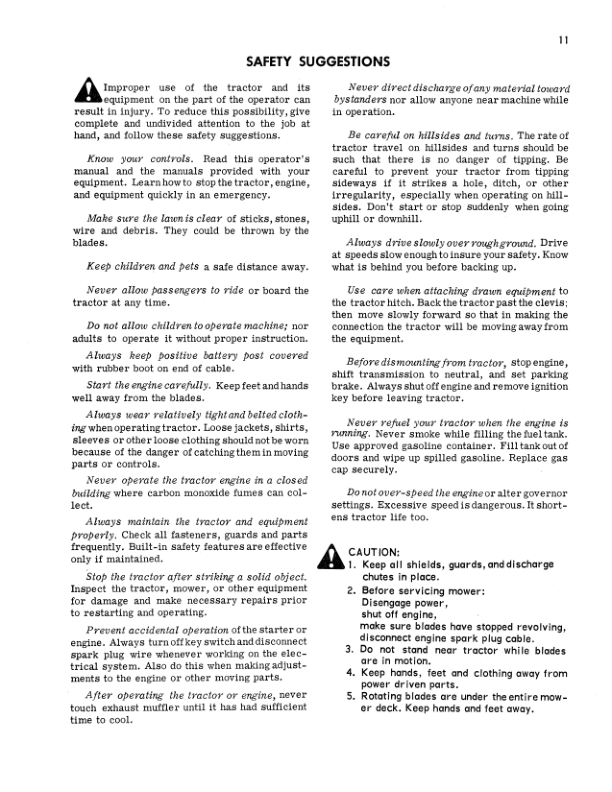 John Deere 110 & 112 Lawn & Garden Tractor Operator’s Manual (OMM45039) Workshop Guide