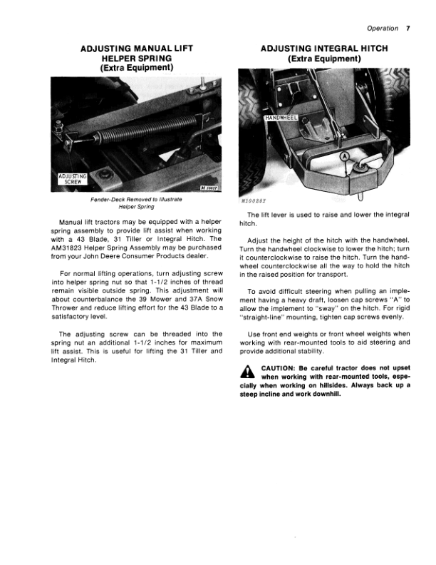 John Deere 110 & 110H Lawn & Garden Tractor Operator’s Manual (OMM46327) Workshop Guide