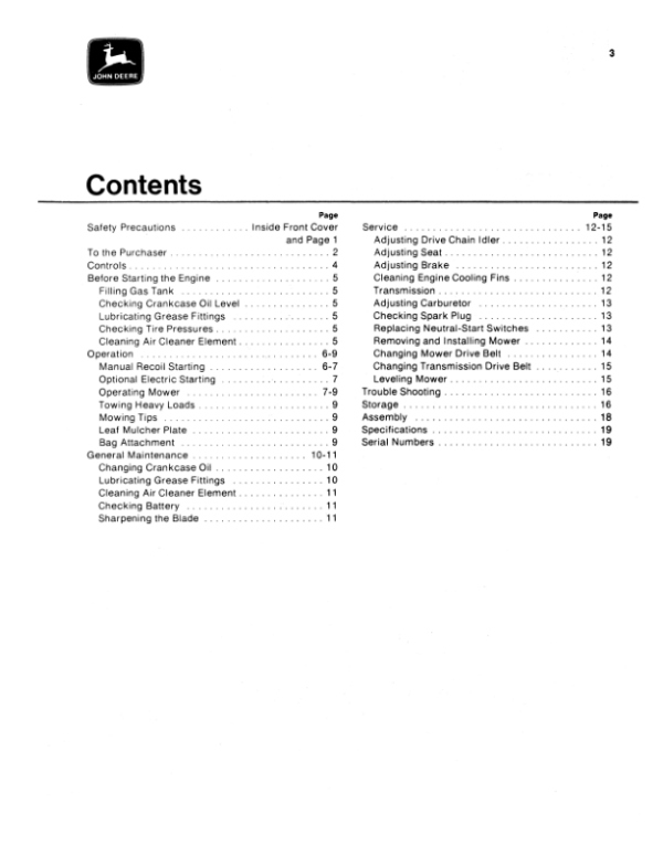 John Deere 56 Riding Mower (044001-) Operator’s Manual (OMM47047) Workshop Guide
