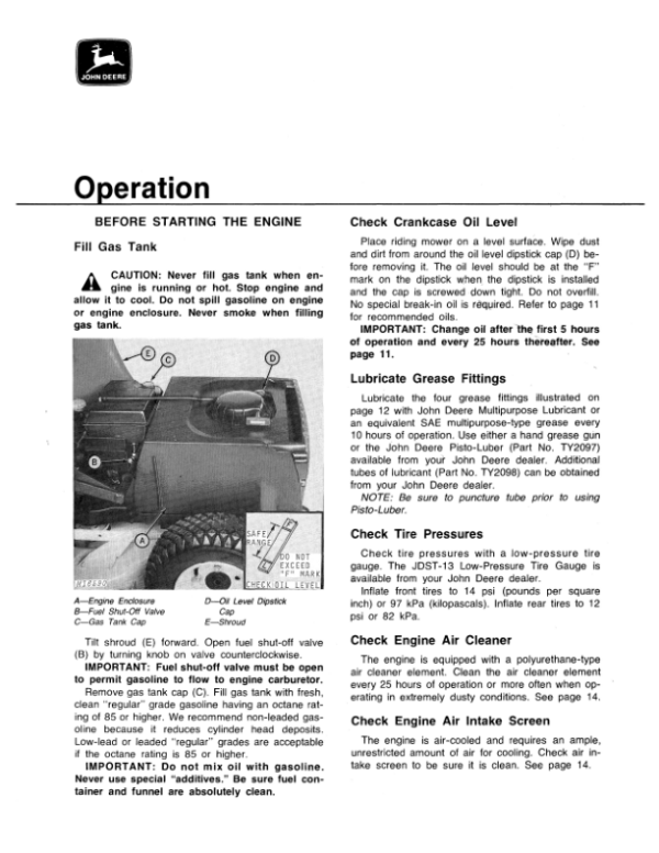 John Deere 66 Riding Mower (030001-) Operator’s Manual (OMM49171) Workshop Guide