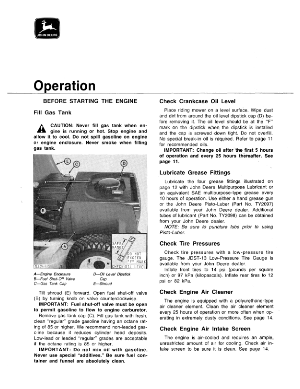 John Deere 66 Riding Mower (030001-) Operator’s Manual (OMM49171) Workshop Guide