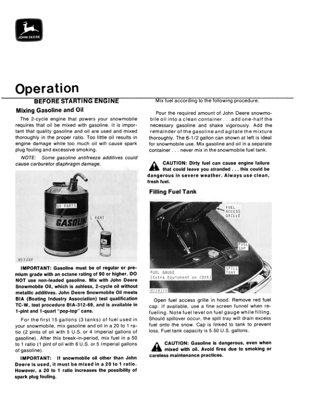 John Deere JDX4 & JDX8 Snowmobiles Operator’s Manual (OMM63828) Workshop Guide