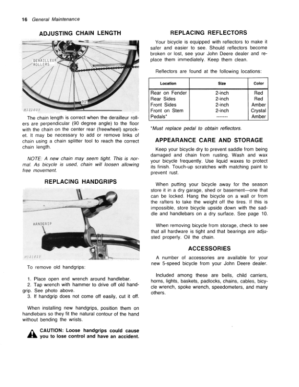John Deere 5-Speed Bicycle Operator’s Manual (OMM64333) Workshop Guide