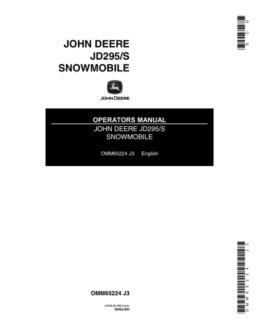 John Deere 295/S Snowmobile (020001-030000) Operator’s Manual (OMM65224) Workshop Guide