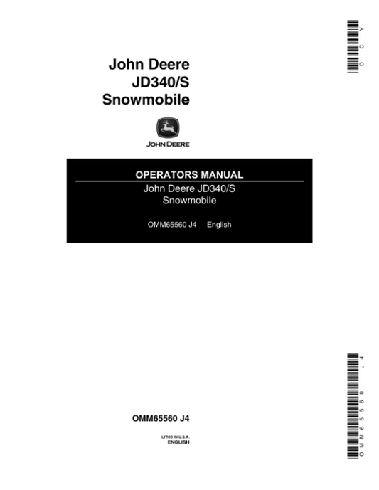 John Deere 340/S Snowmobiles (030001- ) Operator’s Manual (OMM65560) Workshop Guide