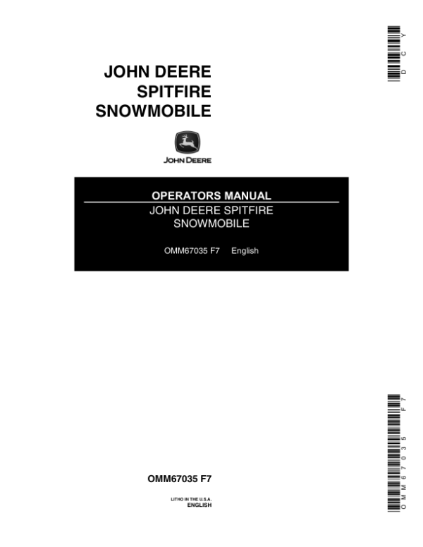 John Deere Spitfire Snowmobiles (000000-095000) Operator’s Manual (OMM67035) Workshop Guide