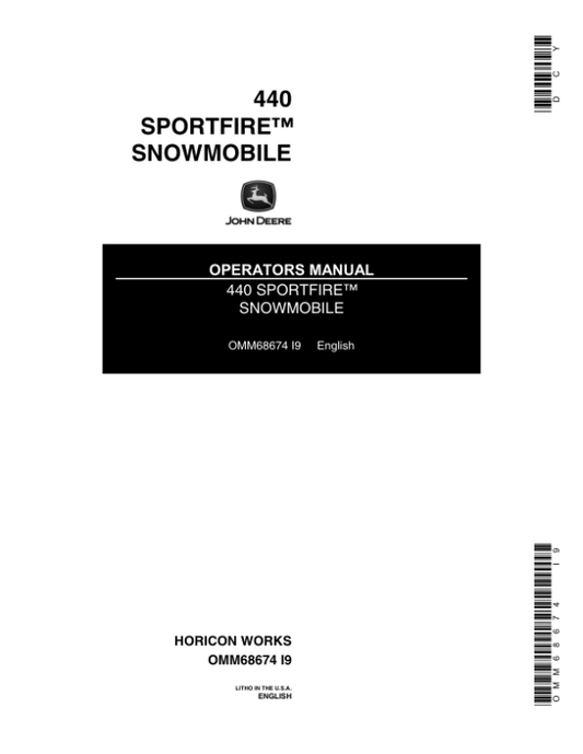 John Deere 440 Sportfire Snowmobiles (120001-155000) Operator’s Manual (OMM68674) Workshop Guide