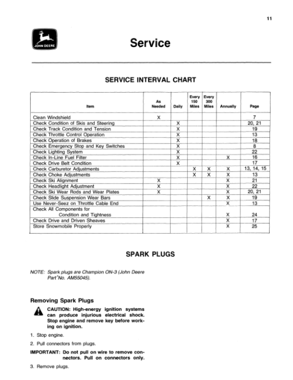 John Deere Snowfire Snowmobiles (222001- ) Operator’s Manual (OMM69630) Workshop Guide