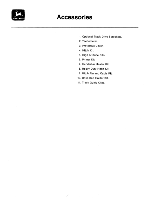 John Deere Sprintfire Snowmobiles (285001- ) Operator’s Manual (OMM69753) Workshop Guide