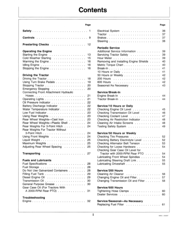 John Deere 332 Lawn & Garden Tractor Operator’s Manual (OMM71799) Workshop Guide
