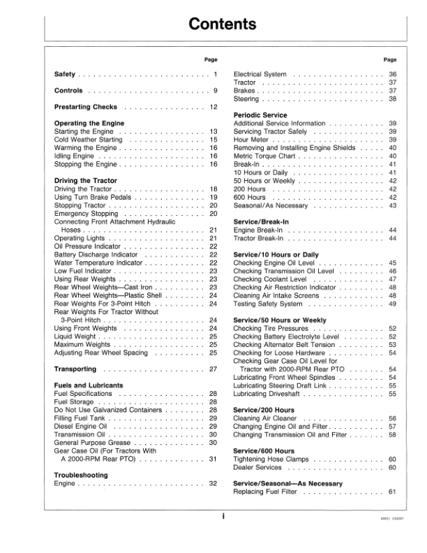 John Deere 332 Lawn & Garden Tractor Operator’s Manual (OMM71799) Workshop Guide