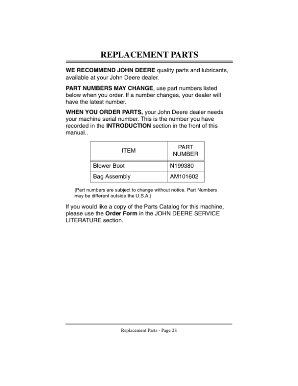 John Deere 3 Bag MCS for 300, 400 Series Tractors Operator’s Manual (OMM77708) Workshop Guide