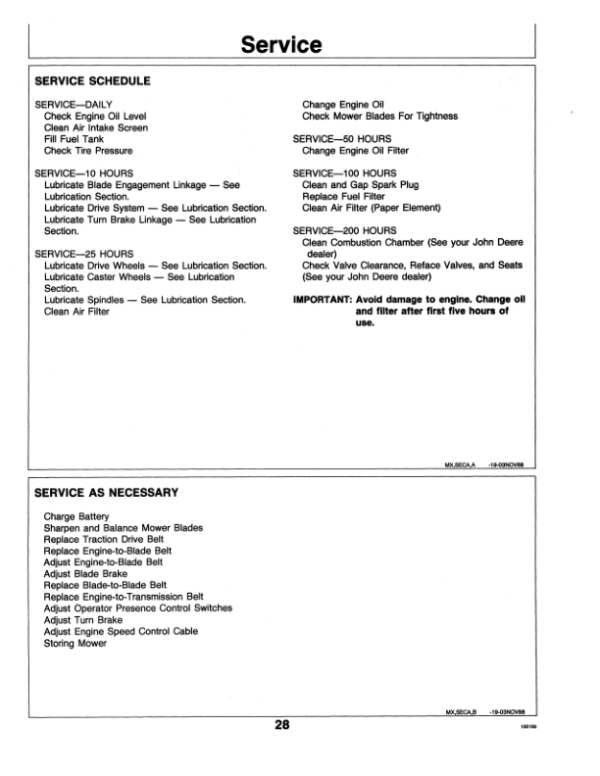 John Deere 48, 52 In. Commercial Walk-Behind Mowers (116001-) Operator’s Manual (OMM79611) Workshop Guide