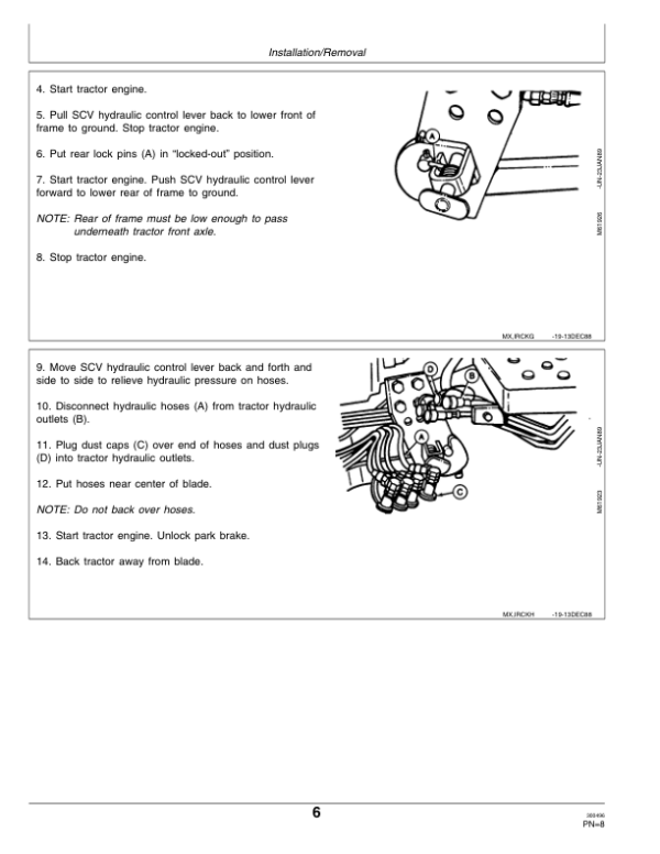 John Deere 390 Front Blade Operator’s Manual (OMM79627) Workshop Guide