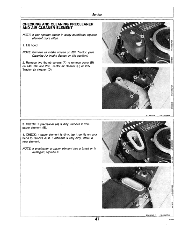 John Deere 240, 260, 265 & 285 Lawn & Garden Tractors Operator’s Manual (OMM79648) Workshop Guide