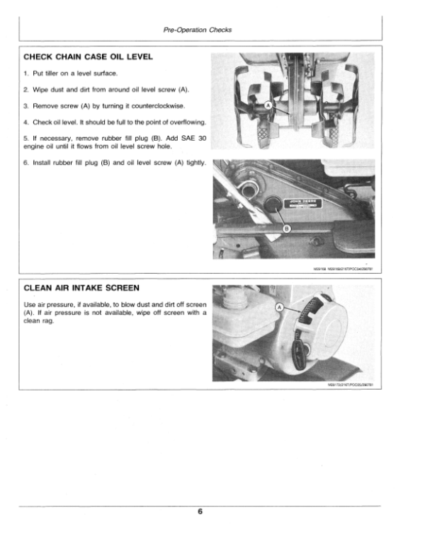 John Deere 216 Walk-Behind Rotary Tiller (120001-) Operator’s Manual (OMM82865) Workshop Guide
