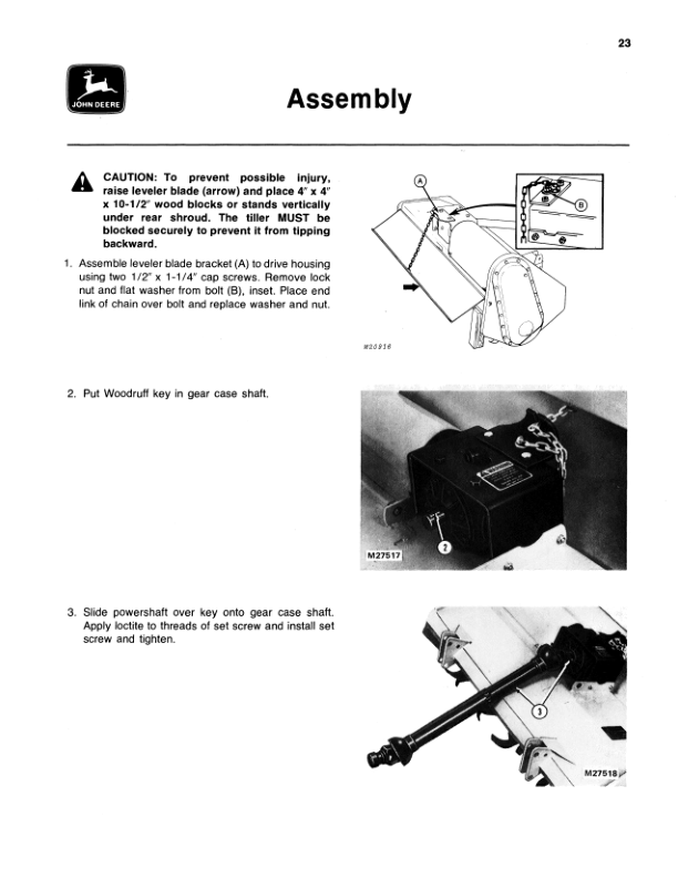 John Deere 448 Rotary Tiller (-525000) Operator’s Manual (OMM83779) Workshop Guide