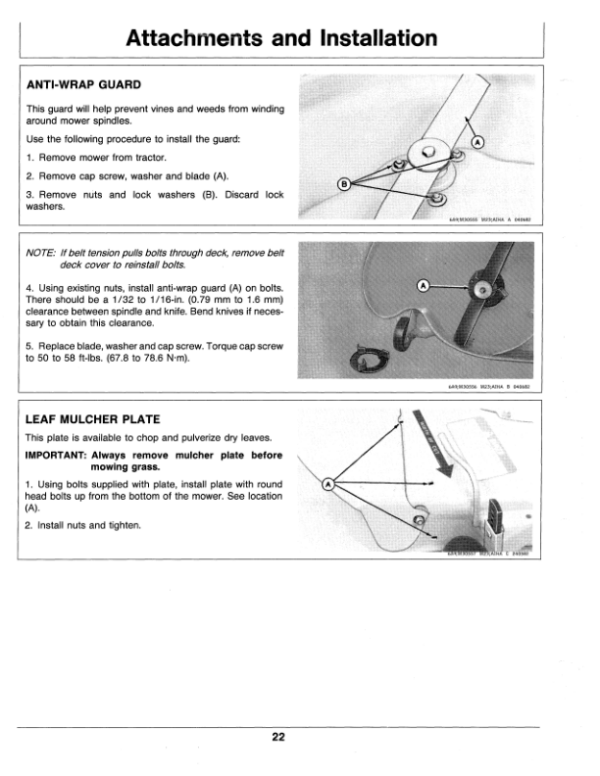 John Deere 46-Inch Mid-Mount Rotary Mower -300 Series Tractors (-525000) Operator’s Manual (OMM85265) Workshop Guide
