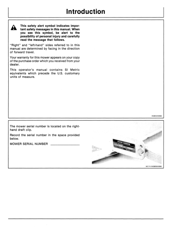 John Deere 38-Inch Tractor Mounted Mower Operator’s Manual (OMM85521) Workshop Guide