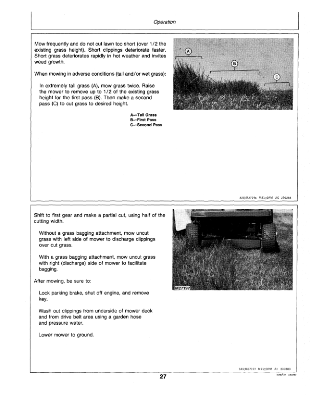 John Deere S92 Riding Mower Operator’s Manual (OMM86258) Workshop Guide