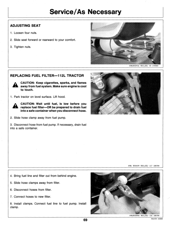 John Deere 108, 111, 112L, 116, 116H Lawn Tractors (315001-) Operator’s Manual (OMM88424) Workshop Guide