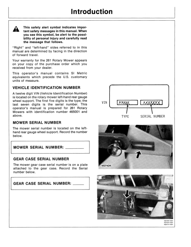 John Deere 261 Rotary Mower Operator’s Manual (OMM88723) Workshop Guide