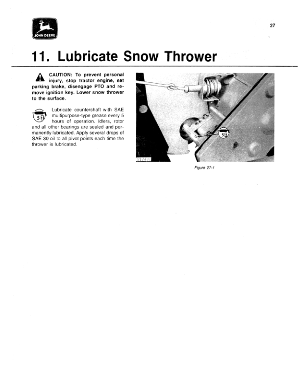 John Deere 37A Snowthrower (537001-) Operator’s Manual (OMM89616) Workshop Guide