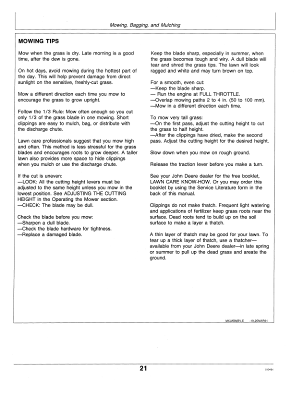 John Deere 12SB, 14PB, 14SB, 14SE Rotary Mowers (175001-) Operator’s Manual (OMM95322) Workshop Guide