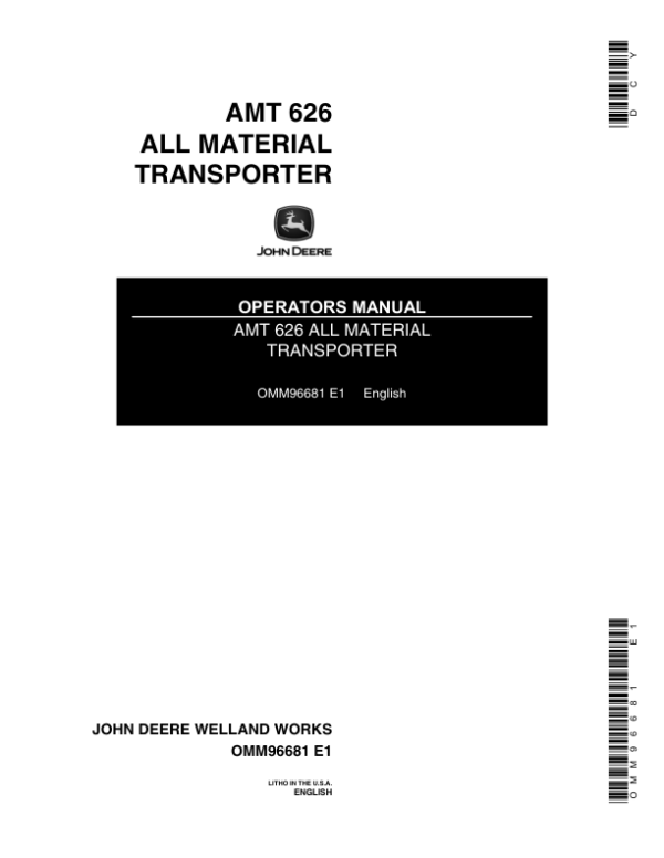 John Deere AMT 626 All Material Transporter Operator’s Manual (OMM96681) Workshop Guide