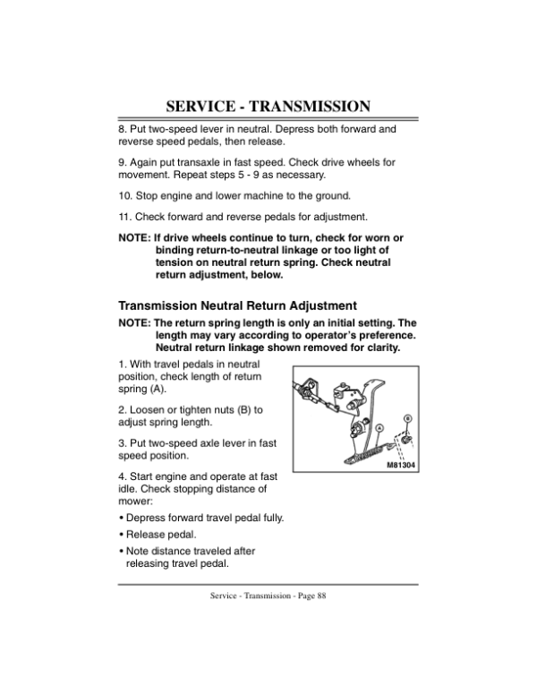 John Deere 3365 Professional Turf Mower (010001-) Operator’s Manual (OMMT2431) Workshop Guide
