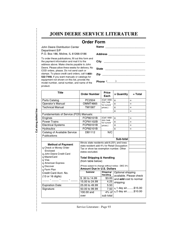 John Deere 1200A Bunker & Field Rake Vehicle Operator’s Manual (OMMT4665) Workshop Guide
