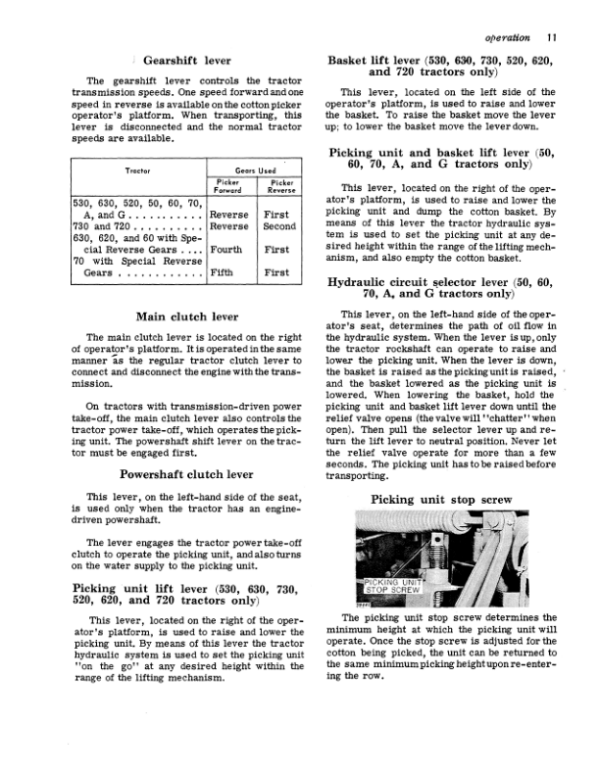John Deere 22, 122 One-Row Cotton Pickers Operator’s Manual (OMN159087) Workshop Guide