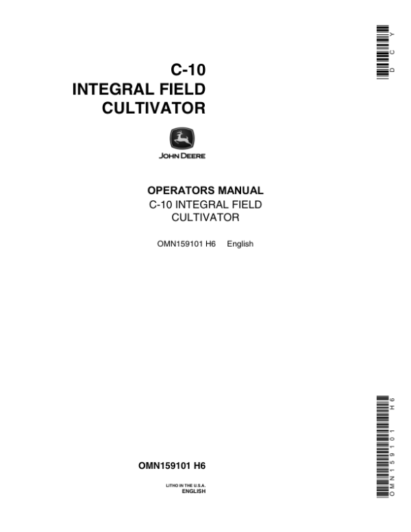 John Deere C-10 Field Cultivator Operator’s Manual (OMN159101) Workshop Guide