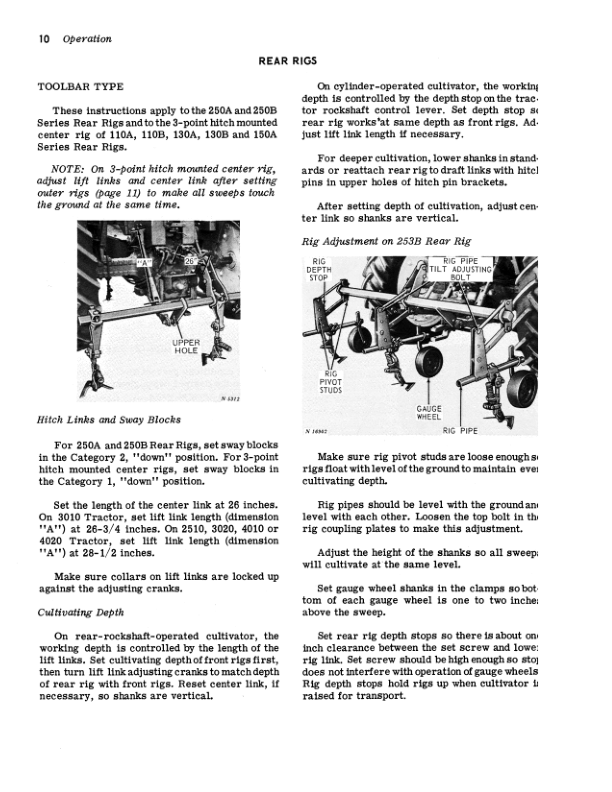 John Deere AT20, AT40, AT630 Row-Crop Cultivators Operator’s Manual (OMN159106) Workshop Guide