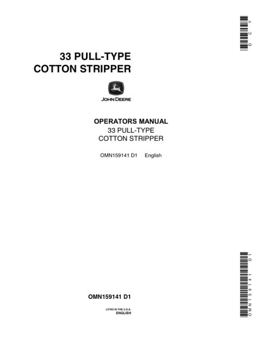 John Deere 33 Cotton Stripper Operator’s Manual (OMN159141) Workshop Guide