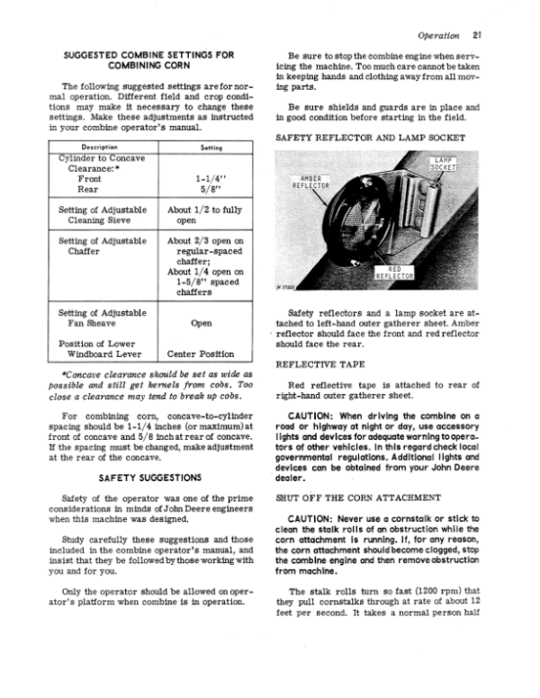 John Deere 335, 435, 635 Corn Attachment Operator’s Manual (OMN159163) Workshop Guide