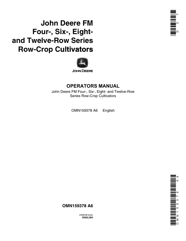 John Deere FM Row Crop Cultivators Operator’s Manual (OMN159378) Workshop Guide