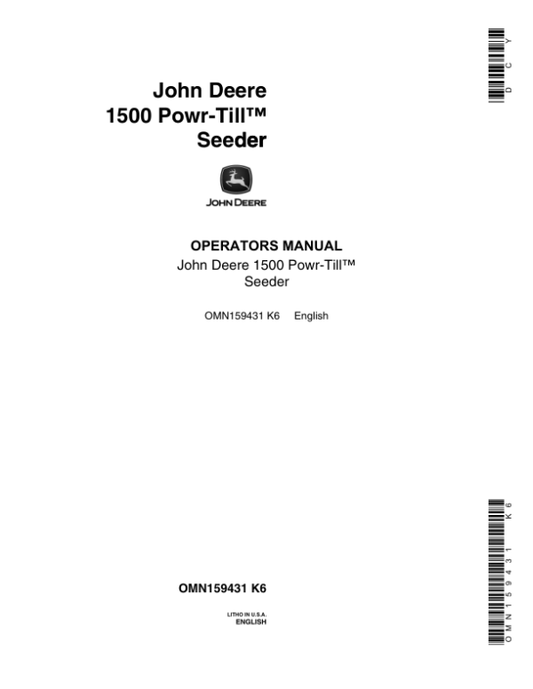John Deere 1500 Seeder Operator’s Manual (OMN159431) Workshop Guide