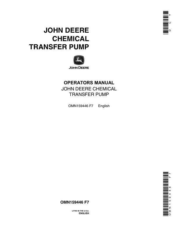 John Deere Chemical Transfer Pump Operator’s Manual (OMN159446) Workshop Guide