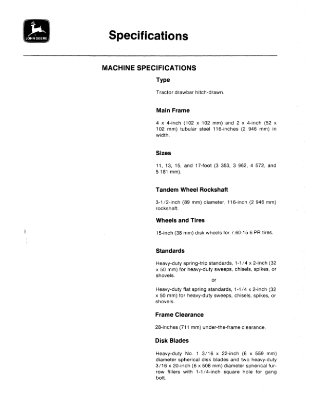 John Deere 1710A Drawn Mulch Tiller Operator’s Manual (OMN159513) Workshop Guide