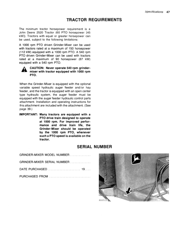 John Deere 700, 750 Grinder Mixers Operator’s Manual (OMN159522) Workshop Guide
