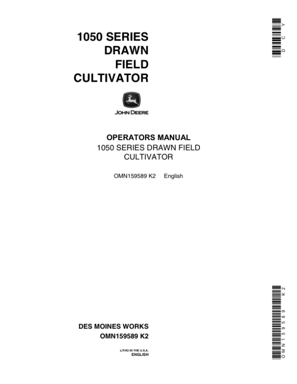 John Deere 1050 Series Field Cultivator Operator’s Manual (OMN159589) Workshop Guide